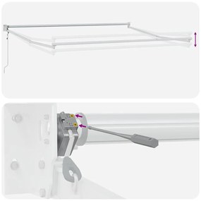 Toldo retrátil 5x3 m tecido e alumínio antracite e branco