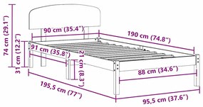 Estrado de Cama com Cabeceira Castanho Encerado 90x190 cm Madeira Maci