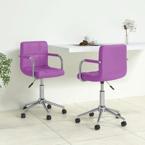 vidaXL Cadeiras de jantar giratórias 2 pcs couro artificial roxo