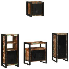 vidaXL Conjunto de Móveis para Banheiro com prateleira com armazenamento com porta 4 pcs