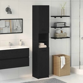 vidaXL Armário de Banheiro com porta Carvalho preto 32 x 34 x 188,5 cm