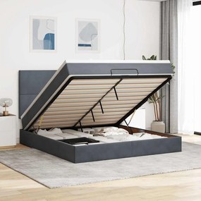 Estrutura cama otomana colchões 180x200 cm cinzento escuro