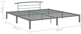 Estrutura de cama 180x200 cm metal cinzento