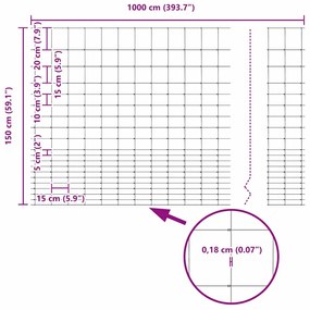 Cerca de Campo 1,6x10m em Aço Galvanizado