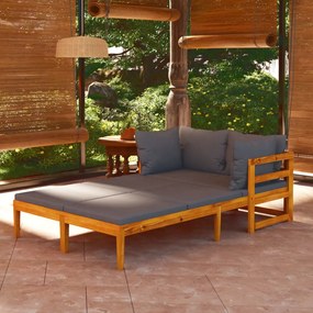 vidaXL Espreguiçadeiras c/ almofadões cinza-escuro 2pcs madeira acácia