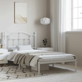 vidaXL Estrutura de cama com cabeceira 100x190 cm metal branco