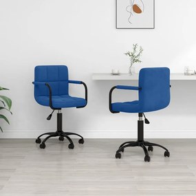 vidaXL Cadeiras de jantar giratórias 2 pcs veludo azul