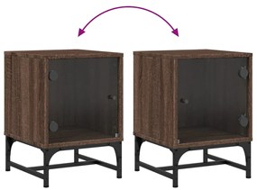 Mesa de cabeceira c/ porta vidro 35x37x50 cm carvalho castanho