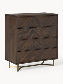 Mango Wood Chest of Drawers Luca with Herringbone Pattern