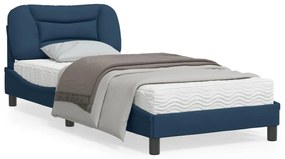 vidaXL Estrutura de cama sem colchão 90x200 cm tecido azul