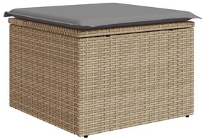 13 pcs conj. sofás jardim c/ almofadões vime PE bege misturado