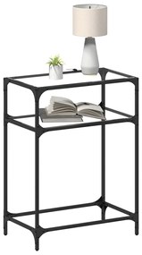 Mesa consola c/ tampo em vidro transparente 60x35x81 cm aço