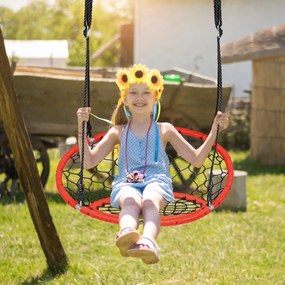 Baloiço Infantil com Cordas Ajustáveis para o Jardim Parque de Árvores Interior e Exterior  Φ 89 cm Laranja