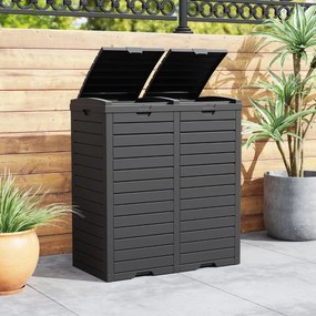Caixote do lixo duplo de 235 L com bandeja para líquidos e tampas escalonadas para interiores e exteriores 77 x 40 x 86 cm Preto