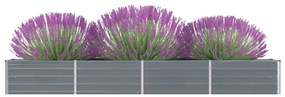 Canteiro elevado jardim aço galvanizado 320x40x45 cm cinzento