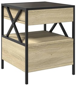 Mesa de cabeceira c/ LED Infinity 40x40x51 cm carvalho sonoma