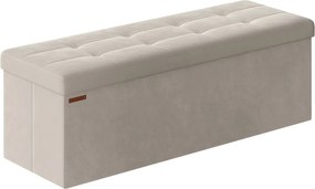 Banco com espaço de arrumação em veludo 38 x 110 x 38 cm creme