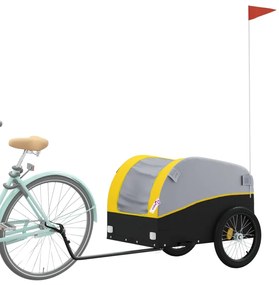 Reboque para bicicleta 45 kg ferro preto e amarelo