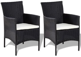 4 pcs conjunto lounge de jardim c/ almofadões vime PE preto