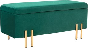 HOMCOM Banco com Baú, Banco estofado com armazenamento, Metal, Madeira de seringueira, Espuma, 100 x 40 x 42 cm, Verde | Aosom Portugal