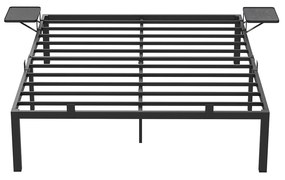 Estrutura metálica para cama de casal 140 x 190 cm com prateleiras para arrumação preto clássico