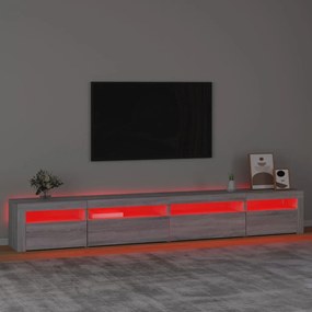 Móvel de TV com luzes LED 270x35x40 cm sonoma cinza