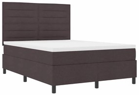 Cama Box com Colchão e LED Castanho Escuro - 160 x 200 cm Têxtil
