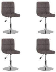 vidaXL Cadeiras de jantar giratórias 4 pcs tecido cinzento-acastanhado