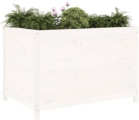 Canteiro elevado de jardim 119,5x82,5x78 cm pinho maciço branco