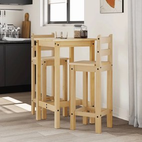 vidaXL 3 pcs conjunto de bar pinho maciço