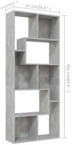 Estante 67x24x161 cm derivados de madeira cinzento cimento
