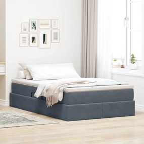 vidaXL Cama com arrumação e colchão Cinza Escuro 120 x 190 cm Veludo