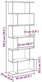 Estante de Livros em Preto Carvalho - 70 x 24 x 193,5 cm, Madeira Enge
