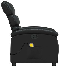 Poltrona de massagens reclinável couro artificial preto