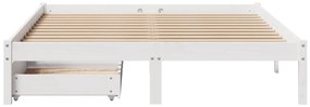 Cama sem colchão 120x190 cm madeira de pinho maciça branco