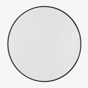 Espelho De Parede Redondo Ø60 Cm Em Alumínio Oreste Preto - Sklum