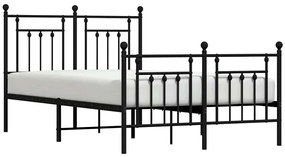 Estrutura de cama com cabeceira e pés 135x190 cm metal preto