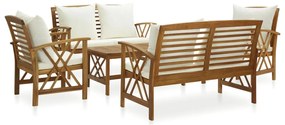 5 pcs conjunto lounge de jardim c/ almofadões acácia maciça