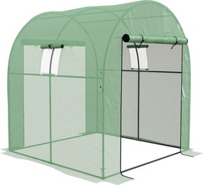 Outsunny Estufa Túnel de Exterior com 2 Portas 2 Janelas em Rede Cobertura PE 135g/m² Anti-UV Cultivo e Plantas 180x180x200 cm Verde | Aosom Portugal