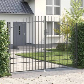 vidaXL Portão de Jardim com Topo de Lança Dupla Abertura Cinza 200x300 cm Aço