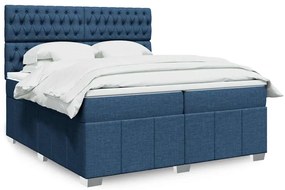 vidaXL Cama com molas/colchão 200x200 cm tecido azul
