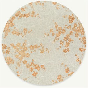 Tapete redondo lavável em jacquard para interior e exterior Sakura