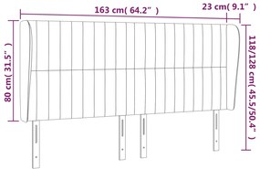 Cabeceira cama c/ abas tecido 163x23x118/128 cm cinzento-escuro