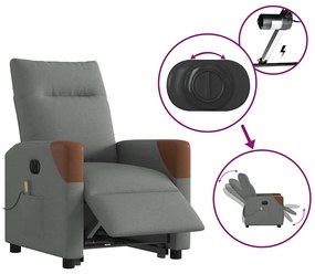 Poltrona elétrica elevatória massagens tecido cinzento-escuro