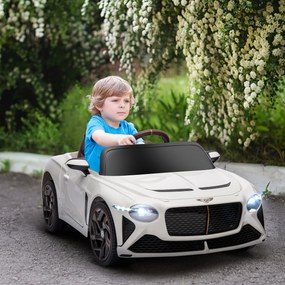 Carro elétrico para crianças dos 3 aos 5 anos, 2 motores, 12 V, 25 W, 3-5 km/h, comando à distância de 2,4 GHz, Bentley Bacalar branco