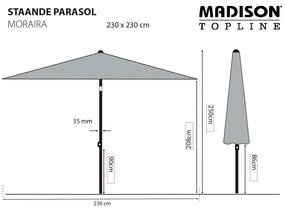 Guarda-sol de jardim Moraira 230x230 cm cor cru