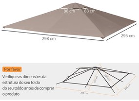 Outsunny Toldo de Substituição de 3x3m para Pérgola de Jardim com 8 Orifícios de Drenagem e Ventilação Bege
