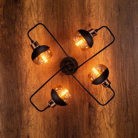 Candeeiro de Teto Ani – Preto e Cobre – Diâmetro 72 cm, Altura 22 cm