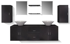 Móveis casa de banho 9 pçs e conjunto de bacia, preto