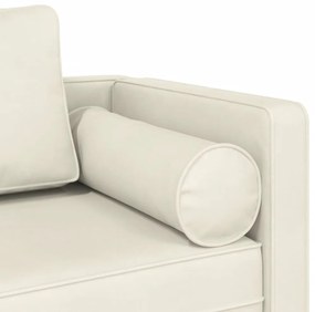 Chaise lounge com almofadões veludo creme